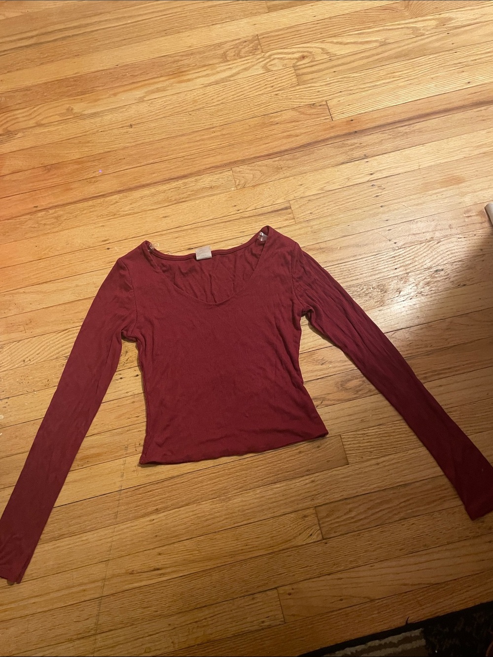 Women’s Long Sleeve Scoop Neck Top — Burgundy